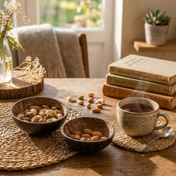coconut shell dry fruits bowl