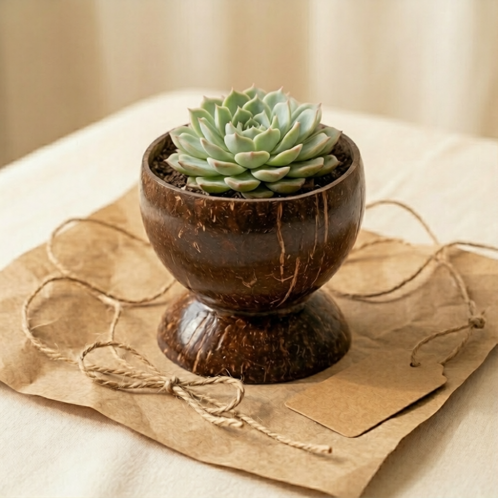 coconut shell plant pot 